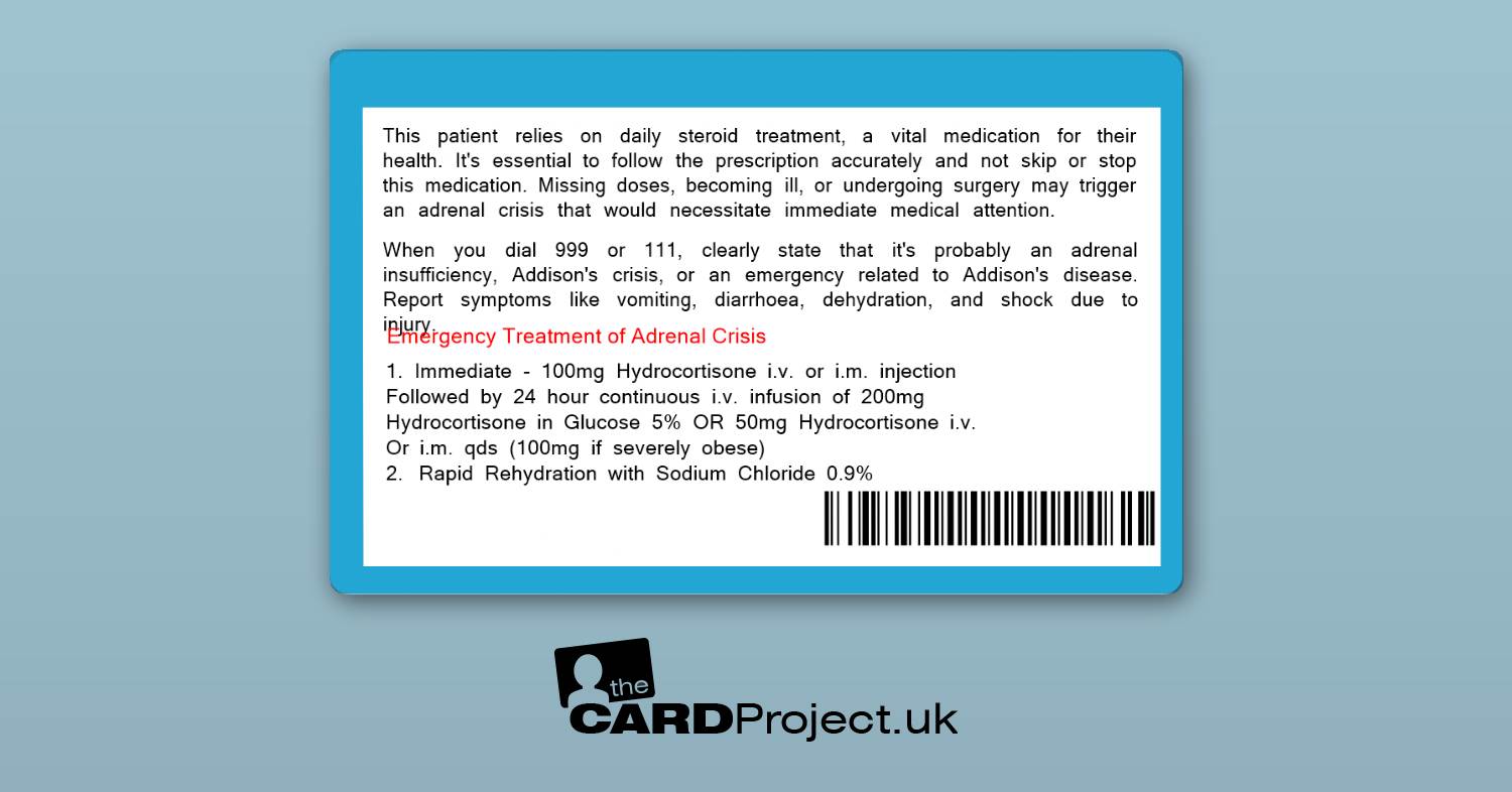 Steroid Therapy Card (REAR)